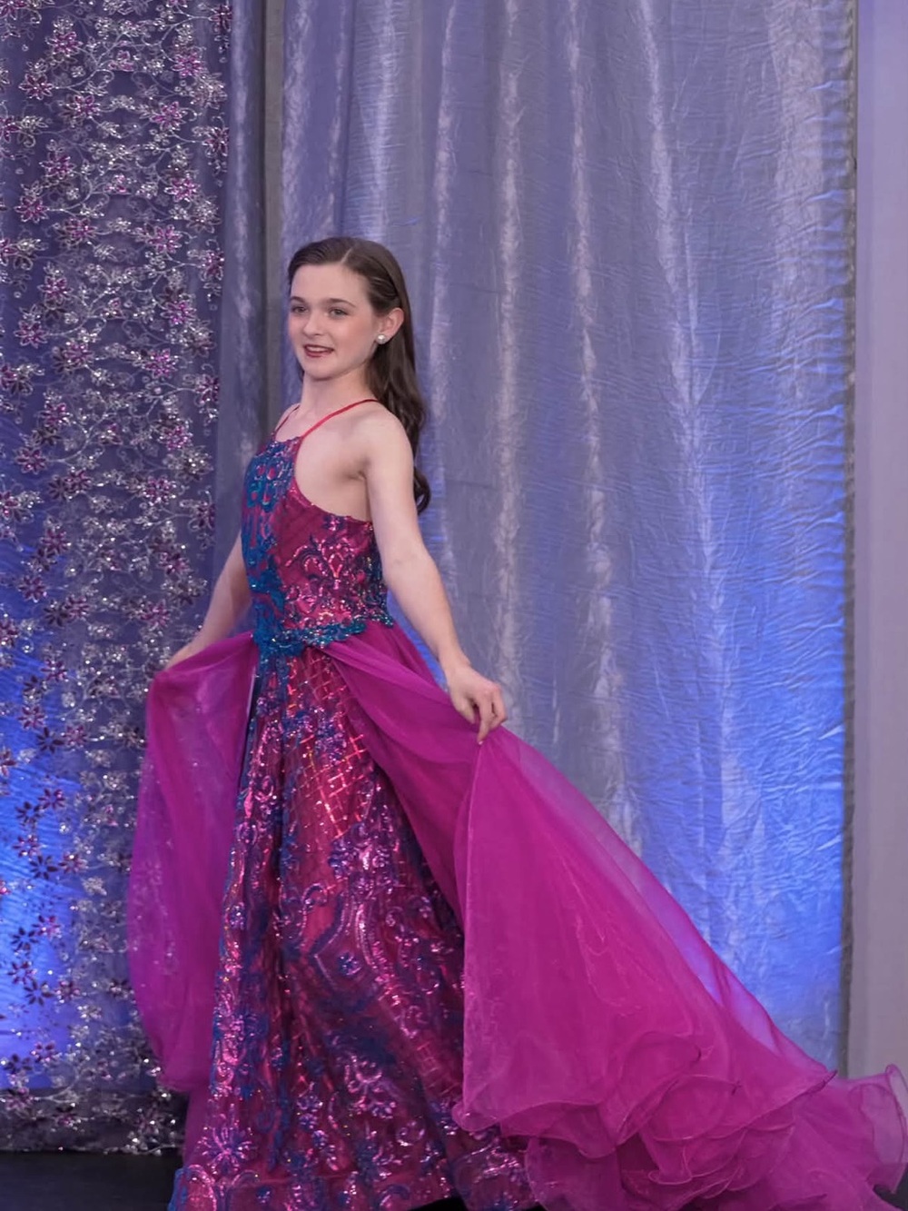 Girls' Fuchsia and Teal Pageant/special occasion Dress